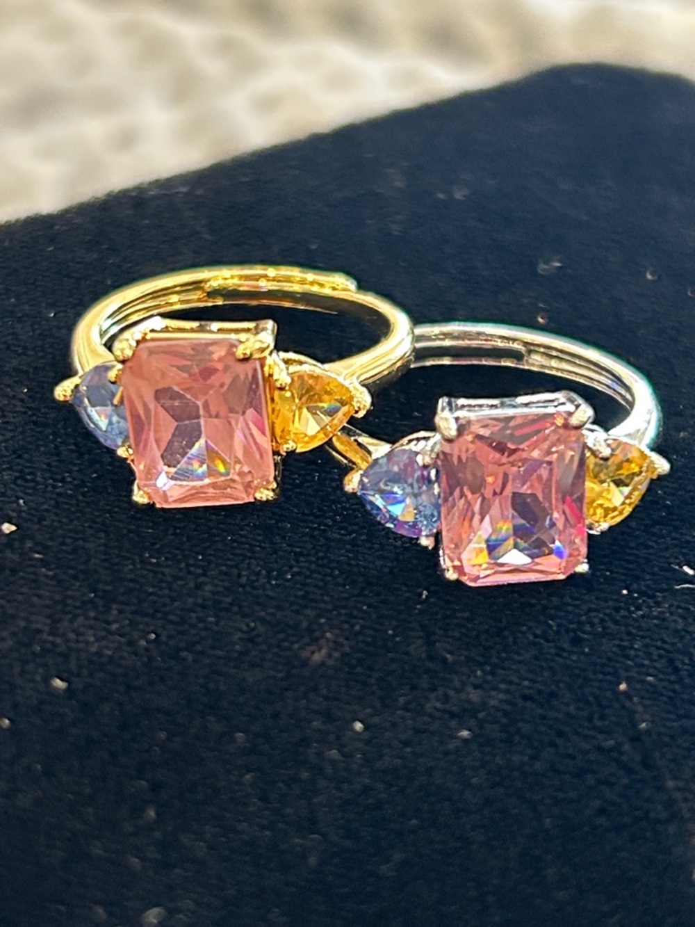 Pink Crystal Multi-Stone Adjustable Ring - Gold or Silver-NWT